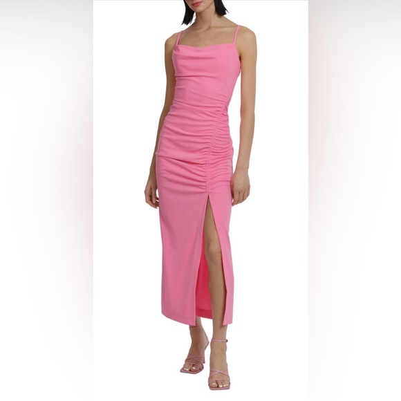 ONLY WORN ONCE! Donna Morgan for Maggy Shirred Draped Dress in size 16 - Picture 4 of 6